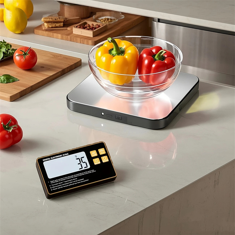 Meal Prep Kitchen - Kabellose Küchenwaage mit Fernbedienung, Edelstahlpfanne, magnetisch,